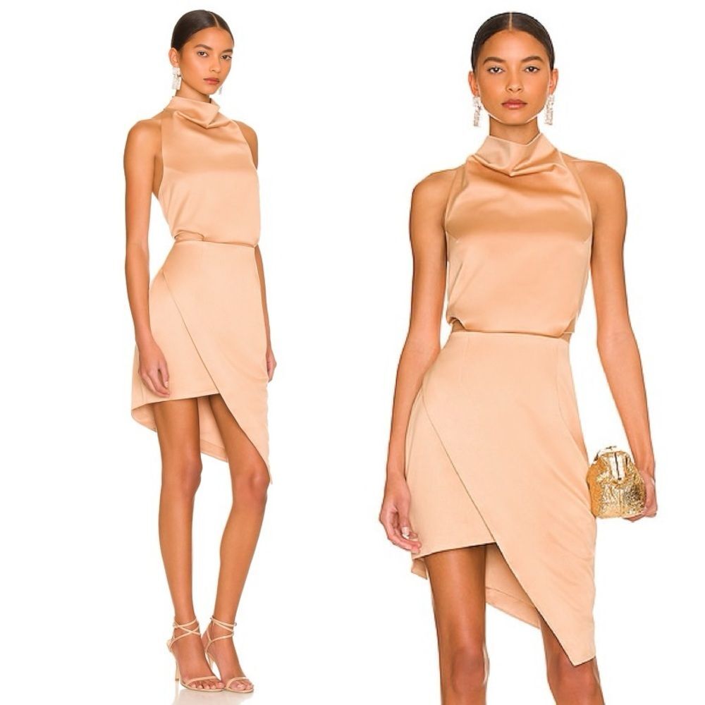 REVOLVE ELLIATT Halter MIDI Camo Dress in Camel